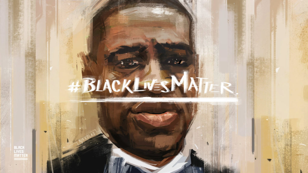 Painting of George Food with Black Lives Matter written across image